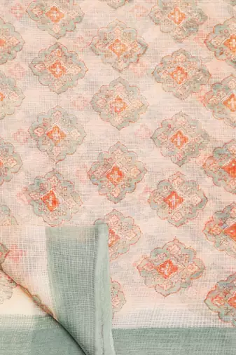 Multicolor handloom kota doria with hand block prints