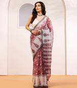 Multicolor handloom kota doria with hand block prints