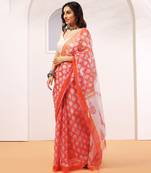 Multicolor handloom kota doria with hand block prints