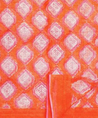 Multicolor handloom kota doria with hand block prints 5