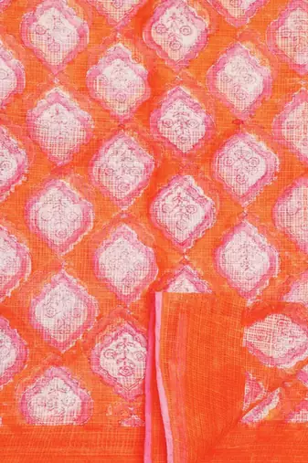Multicolor handloom kota doria with hand block prints