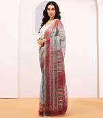 Multicolor handloom kota doria with hand block prints