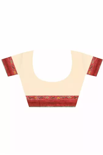 Multicolor handloom kota doria with hand block prints