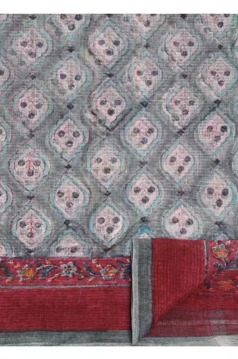 Multicolor handloom kota doria with hand block prints