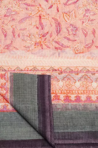 Multicolor handloom kota doria with hand block prints