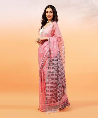 Multicolor handloom kota doria with hand block prints 1
