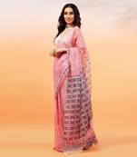 Multicolor handloom kota doria with hand block prints