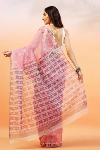 Multicolor handloom kota doria with hand block prints