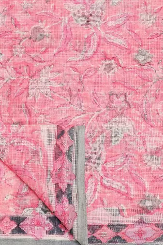 Multicolor handloom kota doria with hand block prints