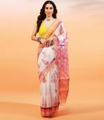 Multicolor handloom kota doria with hand block prints
