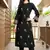 Black hand embroidery art silk straight cut kurta & pants set