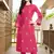 Pink hand embroidery art silk straight cut kurta &