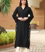 Black hand embroidery art silk asymmetrical  kurta &