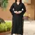 Black hand embroidery art silk asymmetrical  kurta &