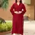 Maroon hand embroidery art silk asymmetrical  kurta &