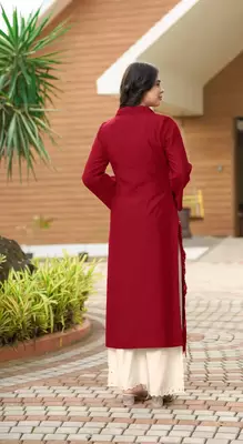 Maroon hand embroidery art silk asymmetrical  kurta & culottes set 5