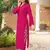 Dark-pink hand embroidery art silk asymmetrical  kurta & culottes set