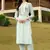 Light-green hand embroidery art silk straight cut kurta &