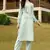 Light-green hand embroidery art silk straight cut kurta & pants set