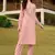 Light-pink hand embroidery art silk straight cut kurta & pants set