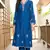 Blue hand embroidery art silk asymmetrical  kurta &