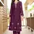 Violet hand embroidery art silk asymmetrical  kurta &