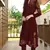 Maroon hand embroidery georgette a line kurta & pants set