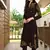 Brown hand embroidery georgette a line kurta & pants set