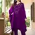 Purple hand embroidery satin asymmetrical  kurta &
