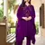 Purple hand embroidery satin asymmetrical  kurta & pants set