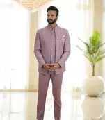 Lavender open pattern jodhpuri suit