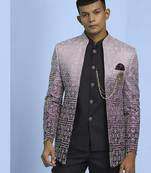 Purple ombre open pattern jodhpuri suit