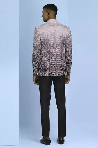 Purple ombre open pattern jodhpuri suit