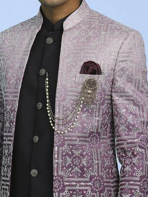 Purple ombre open pattern jodhpuri suit 4