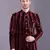 Red stripe pattern velvet jodhpuri suit