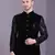 Black velvet jodhpuri suit with floral sequins work on sleeves