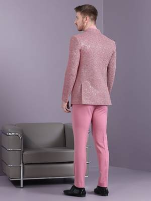 Bright pink open pattern jodhpuri suit 4