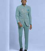 Sky blue zari embroidered jodhpuri suit