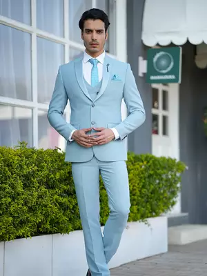 Sky blue 5 piece tuxedo suit 2
