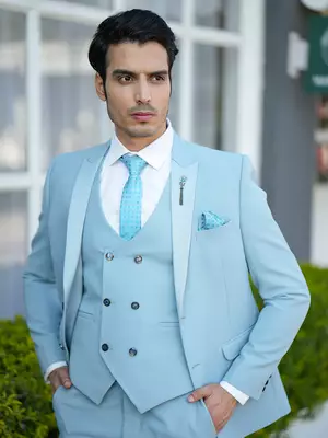 Sky blue 5 piece tuxedo suit 3