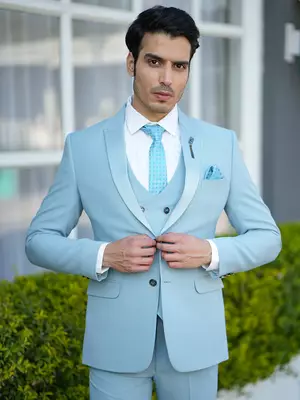 Sky blue 5 piece tuxedo suit 4