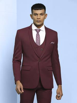 Wine suit with detachable lapel and reversible waistcoat 1