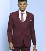 Wine suit with detachable lapel and reversible waistcoat