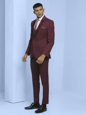 Wine suit with detachable lapel and reversible waistcoat 2