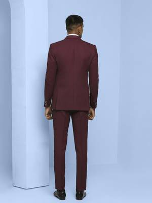 Wine suit with detachable lapel and reversible waistcoat 4