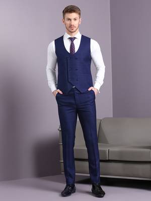Navy blue suit with pink checks 3