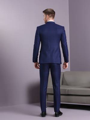 Navy blue suit with pink checks 4