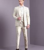 Cream suit with golden thread work