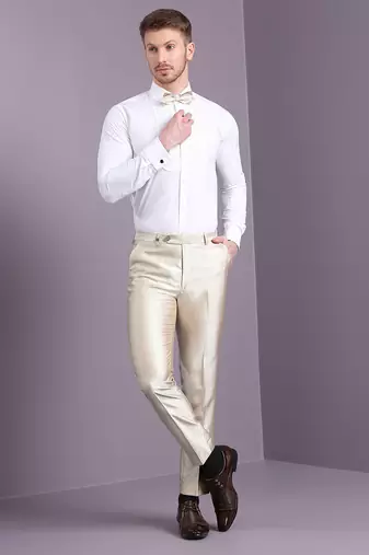 Cream suit with golden thread work