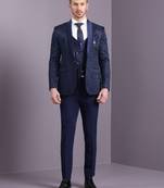 Blue jacquard suit with blue dori work